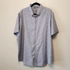 COPY - Murano Men's Blue Patterned Performance Button Down Short Sleeve Shirt